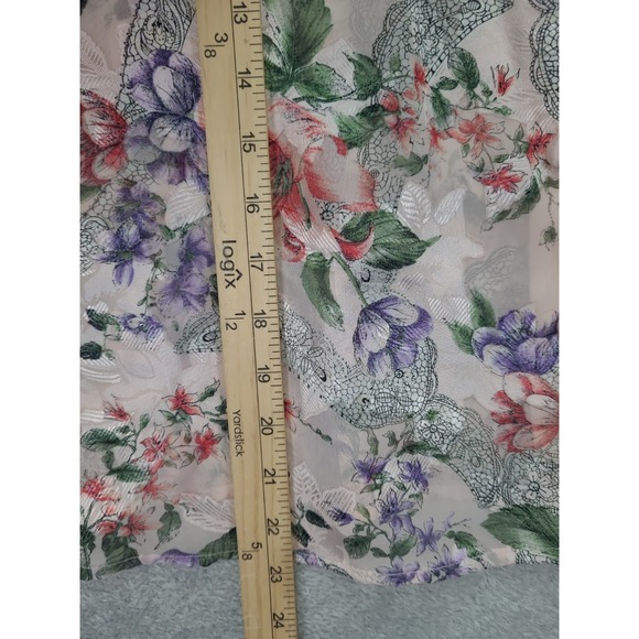 Victoria's Secret Pajama‎ Top Womens Lg Satin Floral V-Neck Button Up - Picture 8 of 9
